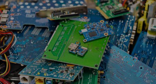 Computer chips piled for recycling